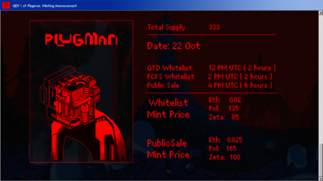 ZetaChain首个NFT项目PlugMan将于10月22日开启第一代发售
